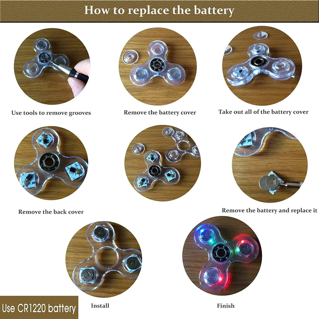 Crystal Luminous LED Light Fidget Spinner Hand Top Spinners Glow in Dark EDC Stress Relief Toys Kinetic Gyroscope for Children