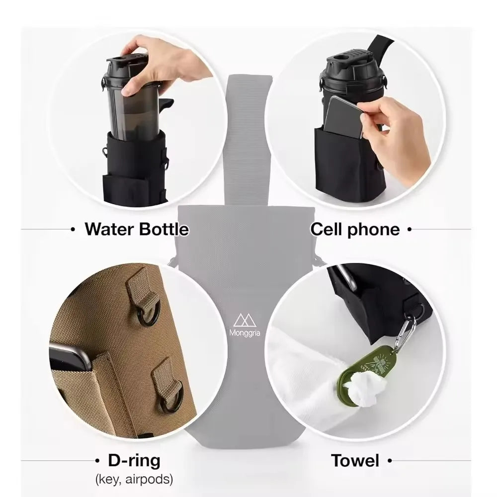 Magnetic Gym Water Bottle Bag Holder, Built-In Magnet for Easy Attachment to Metal Surface, Magnetic Bottle Sleeve Pouch