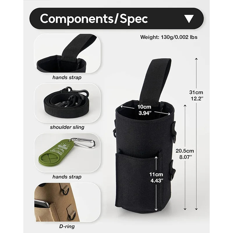 Magnetic Gym Water Bottle Bag Holder, Built-In Magnet for Easy Attachment to Metal Surface, Magnetic Bottle Sleeve Pouch
