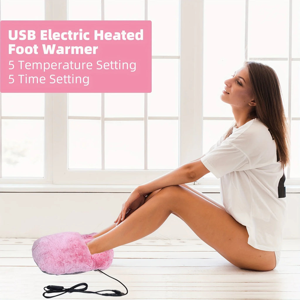 35-40 Yards USB Electric Foot Warmer with Constant Temperature Heating Soft Goose down Washable Winter 5V Foot Warmer Bedroom